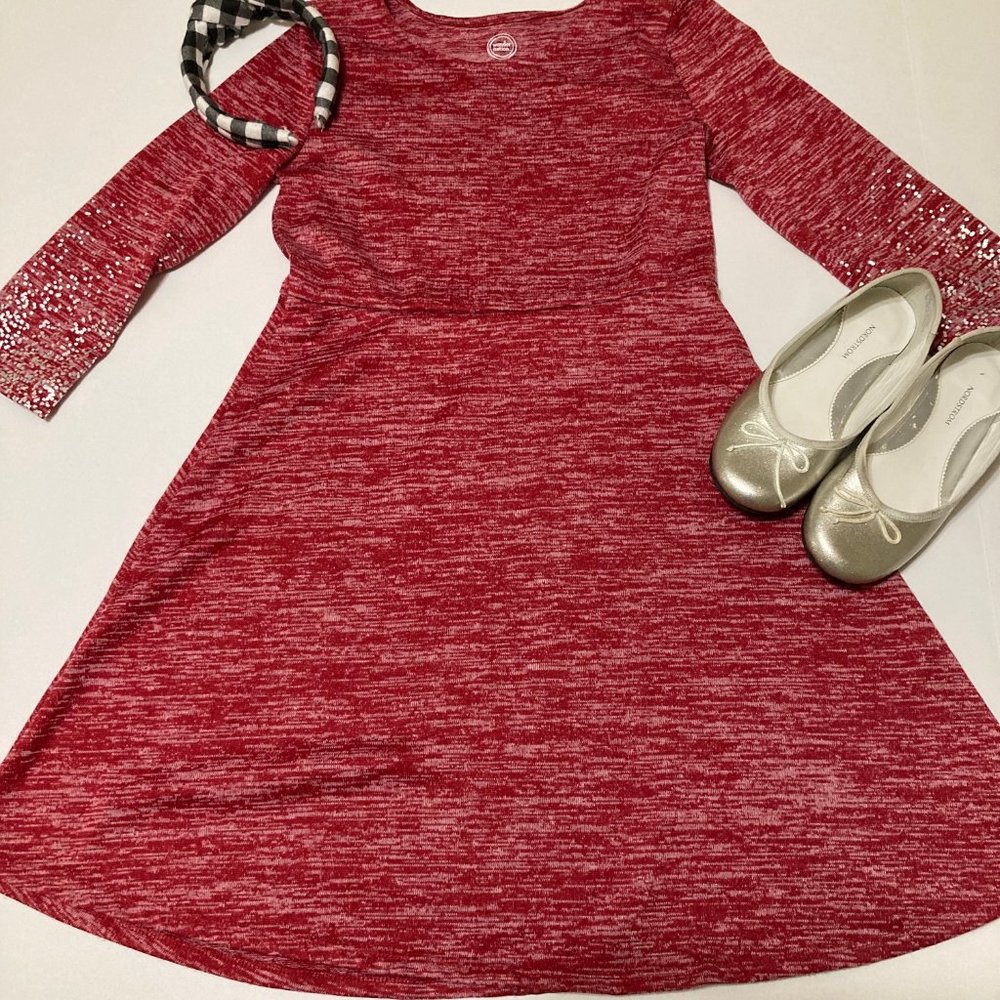 Girls Holiday Dress Sparkly Sleeves Size 10-12